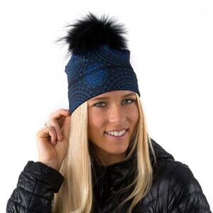 NEW D&SO TOQUE - PAISLEY - BLACK/BLUE - BLACK POMPOM